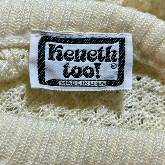 Vintage Keneth Top Knit Sweater Pullover Short Waist Ivory Women’s Small - Picture 3 of 4